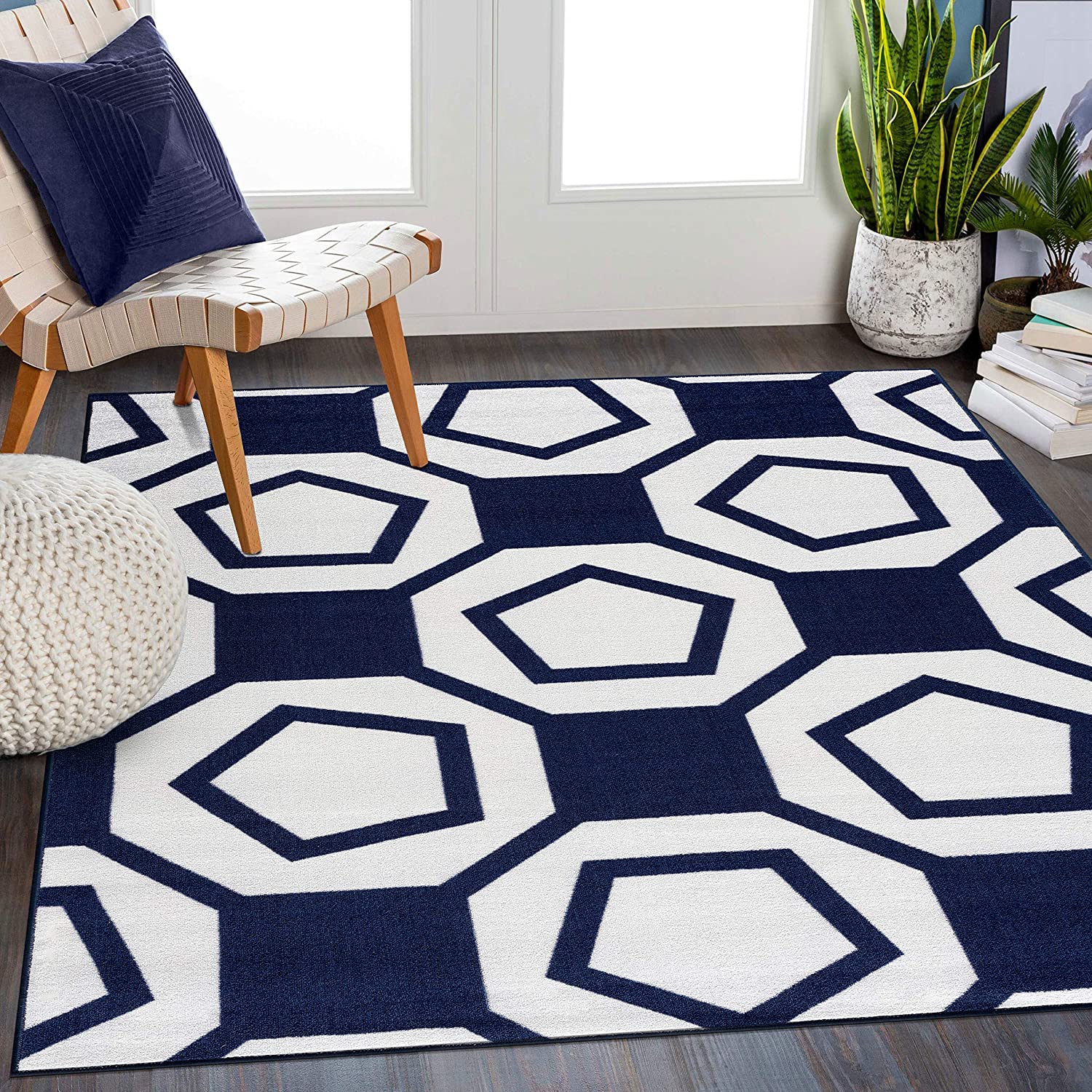 Area Rugs Soft Modern Rug Carpet Geometric Stripe Rug Non Slip Imitation  Cashmere Rug For Bedroom Living Room Floor Mat( Size,color :  80x120cm-pattern