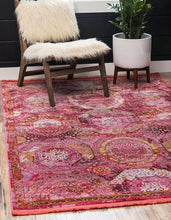 Baracoa Collection Bright Tones Vintage Traditional Pink Area Rug