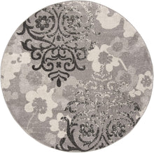 Silver and Ivory Contemporary Chic Damask Soft Area Rug