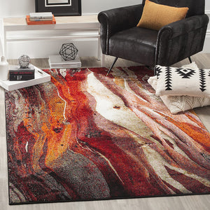 Modern Abstract Glacier Soft Area Rug, Red / Multi