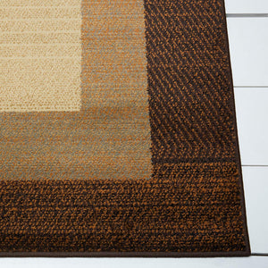Bordered Design Brown Beige Soft Area Rugs