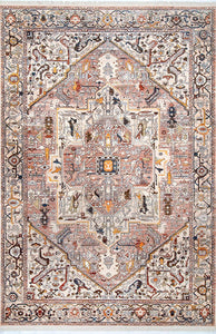 Medallion Fringe Soft Area Rug Light Brown