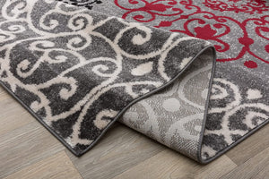 Contemporary Modern Floral Area Rug  Black