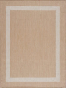Modern Area Rugs for Indoor Outdoor Bordered Beige / White