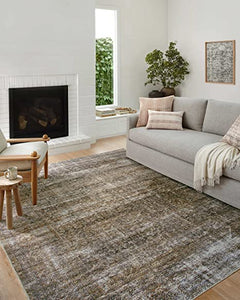 Amber Lewis x Loloi Billie Collection BIL-01 Ink / Salmon, Traditional 7'-6" x 9'-6" Area Rug