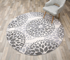 Floral Gray/Grey Off-white Area Rug