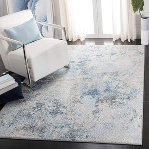 Modern Abstract Area Rug,  Ivory/Blue