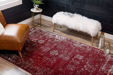 Vintage Distressed Bordered Burgundy Area Rugs