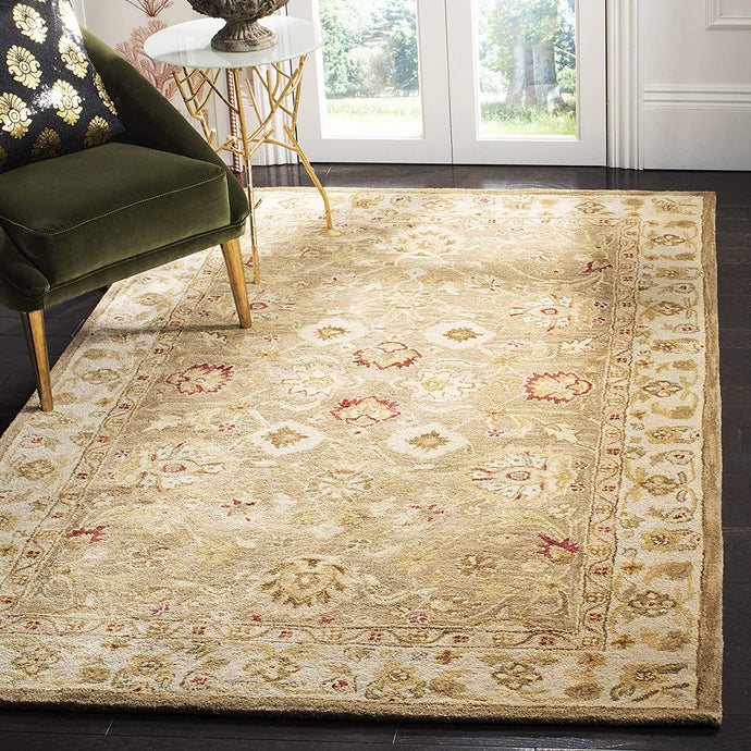 Handmade Traditional Oriental Premium Wool Area Rug,  Brown / Beige