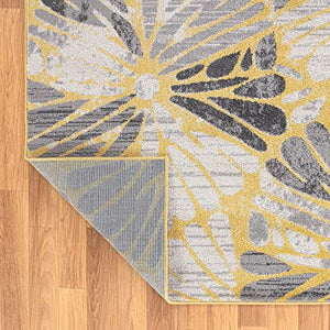Contemporary Circles Stain Resistant High Traffic Living Room Kitchen Bedroom Dining Home Office Runner Rug 2'x7' Yellow