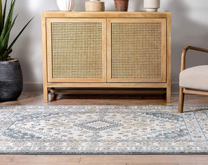 Aryn Blue Tribal Medallion Pattern Area Rug