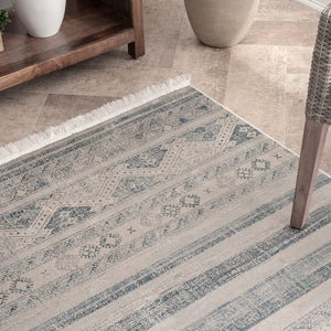 Roseline Vintage Tribal Area Rug, Blue