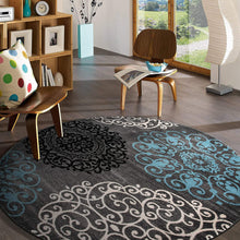 Contemporary Modern Floral Area Rug  Black