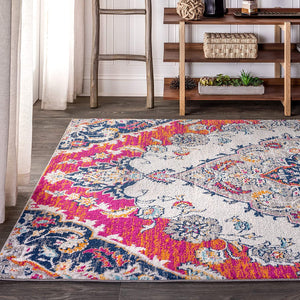 Bohemian FLAIR Boho Vintage Medallion Blue/Multi. Soft Area Rug