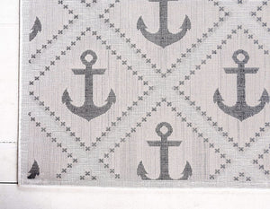 Loom Metro Collection Modern Nautical Geometric Anchor Gray Soft Area Rug