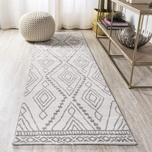 Moroccan Style Diamond Gray/Ivory Soft Area Rug