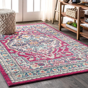 Bohemian Flair Boho Chic Medallion Blue/Yellow Soft Area Rugs