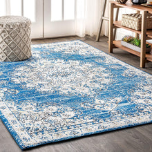 Bohemian FLAIR Boho Vintage Medallion Blue/Cream Soft Area Rug