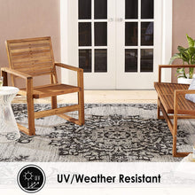 Black Grey Indoor/Outdoor Area Rug - UV/Weather Resistant