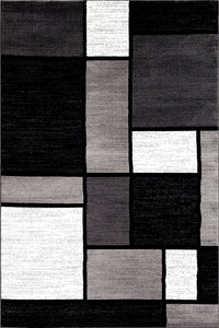 Box Pattern Gray/Grey Black White Area Rug