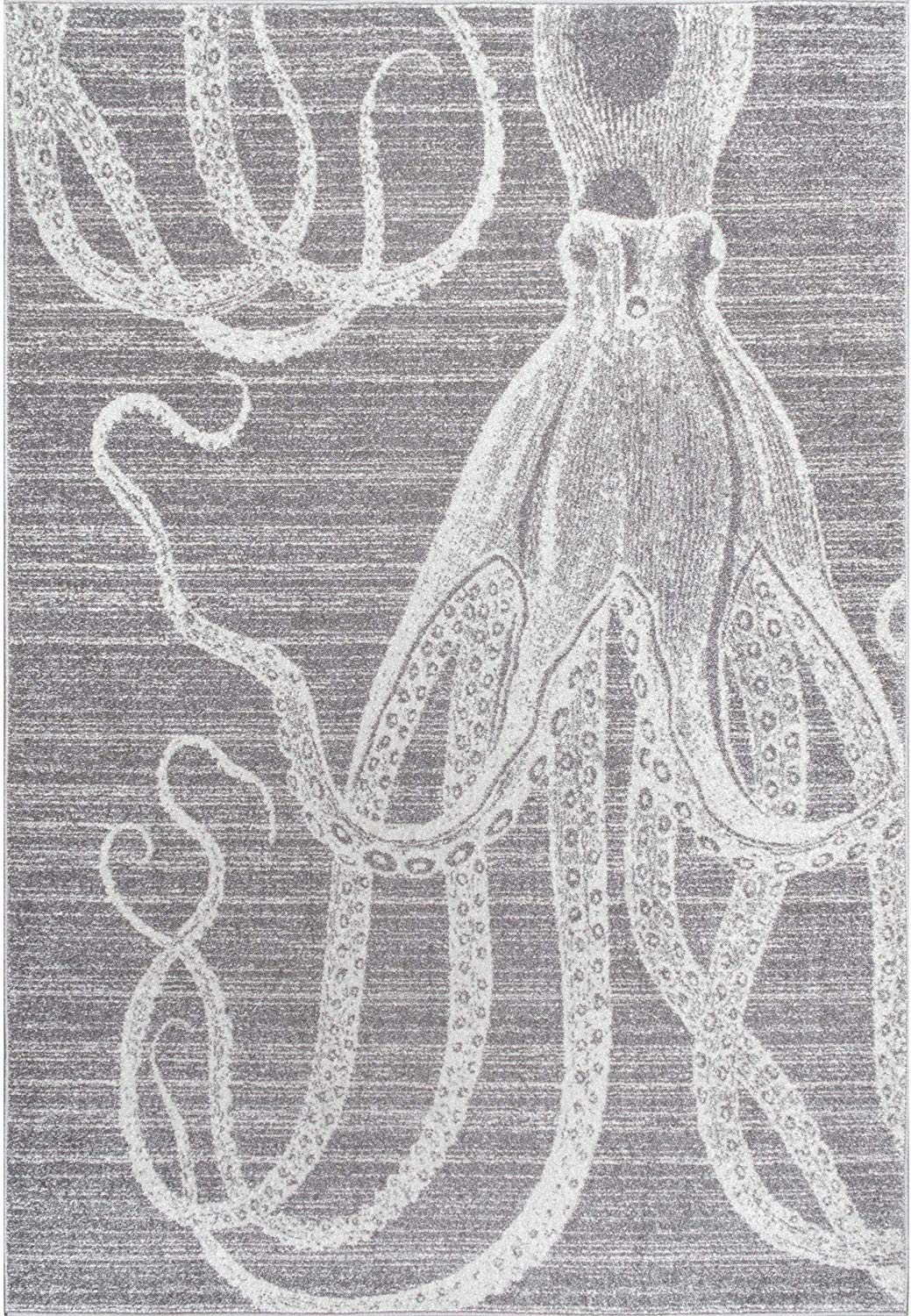 Octopus Pattern Gray Soft Area Rugs