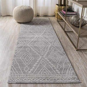 Moroccan Style Diamond Gray/Ivory Soft Area Rug