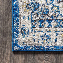 Bohemian FLAIR Boho Vintage Medallion Blue/Cream Soft Area Rug