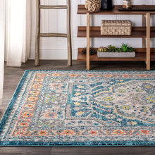 Bohemian Flair Boho Chic Medallion Blue/Yellow Soft Area Rugs