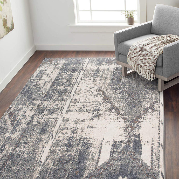 Distressed Ivory Gray Soft Area Rug