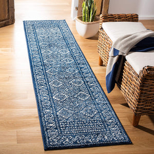 Moroccan Boho Distressed Area Rug Navy / Ivory