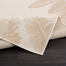Modern Exotic Tropical Leaf Area Rugs for Indoor Outdoor - Beige / White