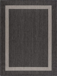 Modern Area Rugs for Indoor/ Outdoor Bordered - Dark Grey / Light Grey