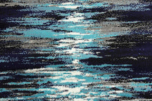 Metro Collection Abstract Water Modern Waves Navy Blue/Turquoise