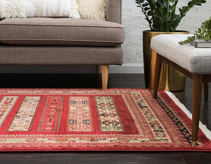 Tribal Pattern Rust Red Soft Area Rug