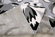 Gray/Grey Black White Floral Area Rugs