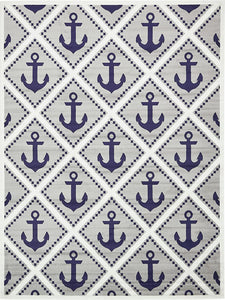 Loom Metro Collection Modern Nautical Geometric Anchor Gray Soft Area Rug