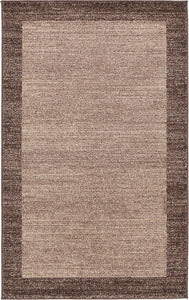 Contemporary Bordered Soft Light Brown Area Rug