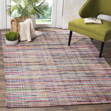 Hand-Woven Ivory and Multi Flatweave Cotton Area Rug