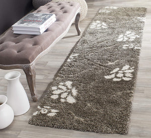 Smoke and Beige Floral Shag Area Rug