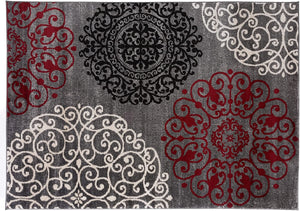 Contemporary Modern Floral Area Rug  Black