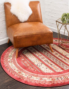 Tribal Pattern Rust Red Soft Area Rug