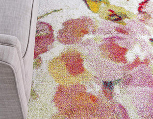 Modern Floral Ivory Multi-color Area Rugs