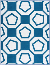 Modern Geometric Stripe Area Rug - Non Slip Blue