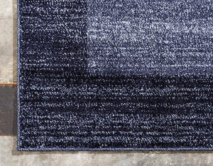 Contemporary Bordered Soft Navy Blue Area Rug