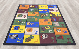 Jenny Collection Children's Multi Color Educational Alphabet (Non-Slip) Kids Classroom Area Rugs