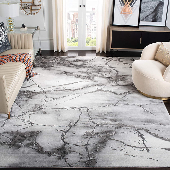 Modern Abstract Grey/Silver Soft Area Rug