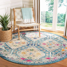 Boho Diamond Distressed Area Rug, Dark Blue/Yellow