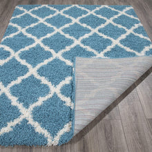 Turquoise Blue White Soft Shag Area Rugs