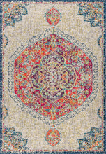 Bohemian Flair Boho Medallion Traditional Soft Area Rug Cream/Orange