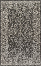 Palazzo Vine Border Textured Weave Indoor /Outdoor Area Rugs Black/Gray